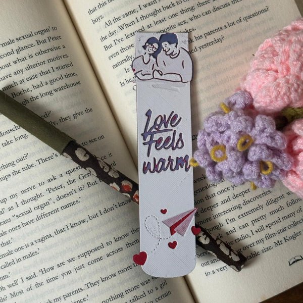 Love Feels Warm – Romantic Quote Bookmark - the3dpenguin